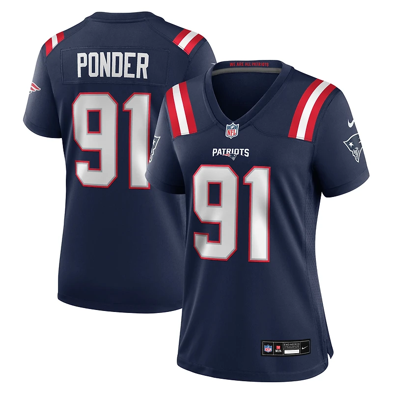 Women's Nike Elijah Ponder Navy New England Patriots Team Game Jersey