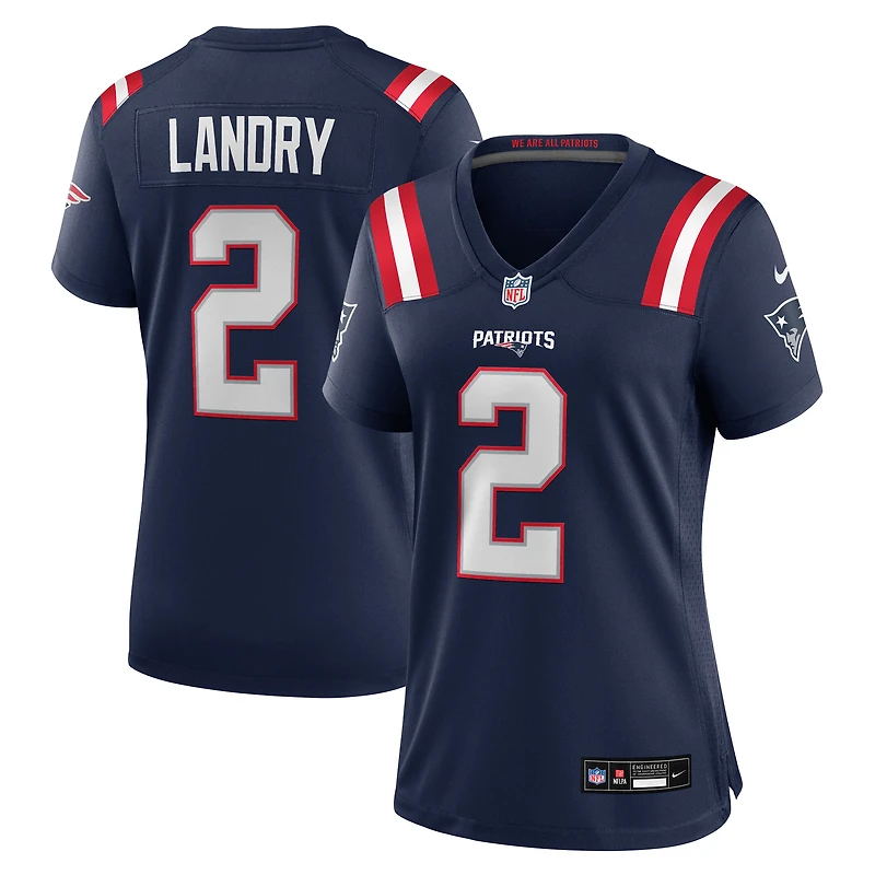 Maillot de match Nike Harold Landry bleu marine des New England Patriots pour femme