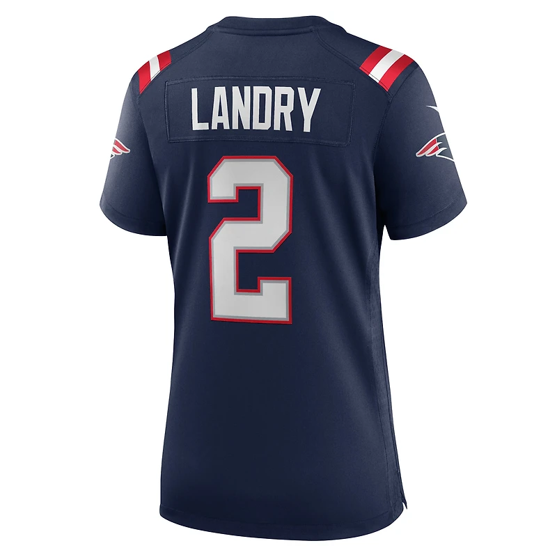 Maillot de match Nike Harold Landry bleu marine des New England Patriots pour femme