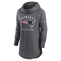 Women's Nike Heather Charcoal New England Patriots Raglan Funnel Neck Pullover Hoodie
