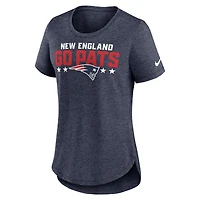 T-shirt à trois mélanges mode locale des Patriots de la Nouvelle-Angleterre Nike pour femme, bleu marine chiné