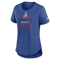 T-shirt mode tri-mélange Nike Heather Royal New England Patriots pour femme