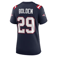 Maillot de match Nike Isaiah Bolden bleu marine des New England Patriots pour femme