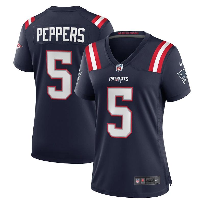 Maillot de match Nike Jabrill Peppers bleu marine des New England Patriots pour femme
