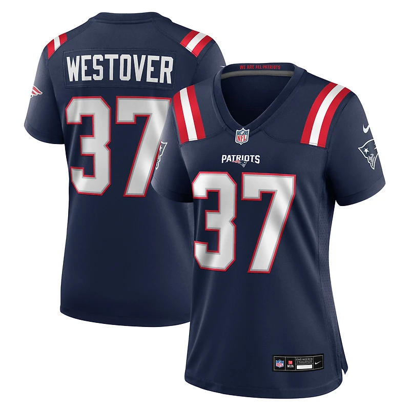Maillot Nike Jack Westover bleu marine pour femme des New England Patriots