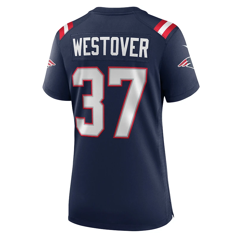 Maillot Nike Jack Westover bleu marine pour femme des New England Patriots