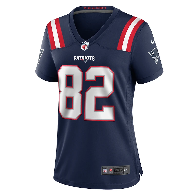 Maillot de match Nike JaQuae Jackson bleu marine des New England Patriots pour femme
