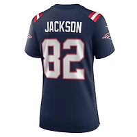 Maillot de match Nike JaQuae Jackson bleu marine des New England Patriots pour femme