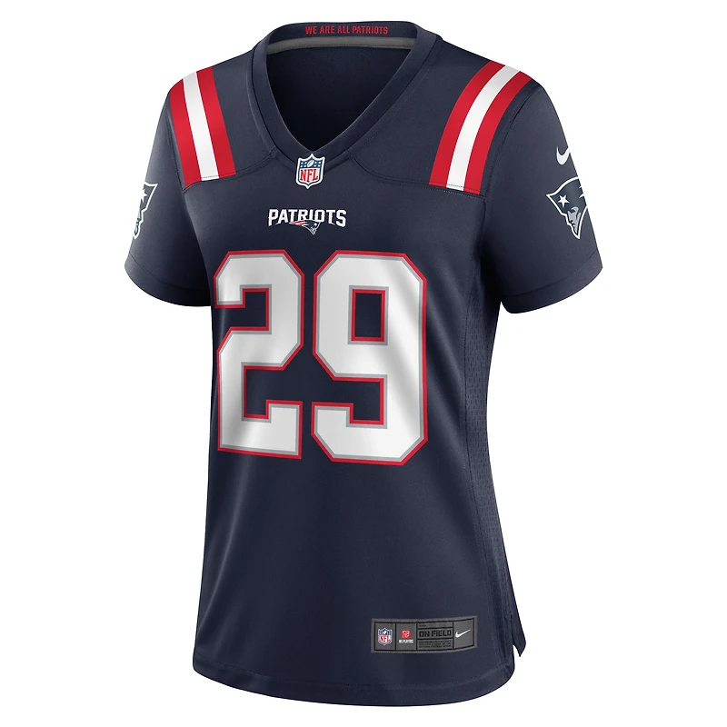 Maillot de match Nike JC Jackson bleu marine des New England Patriots pour femme