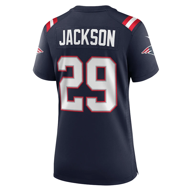 Maillot de match Nike JC Jackson bleu marine des New England Patriots pour femme