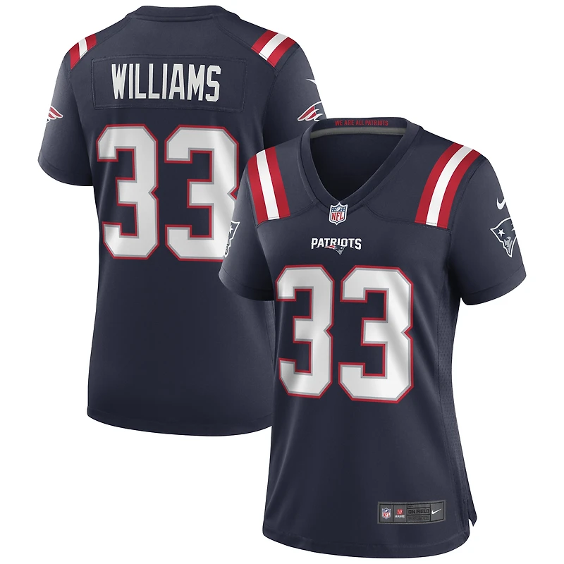 Maillot de match Nike Joejuan Williams des New England Patriots pour femme, bleu marine