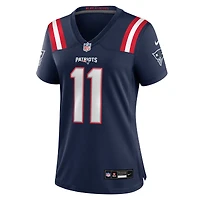 Maillot Nike Joshua Dobbs bleu marine pour femme des New England Patriots