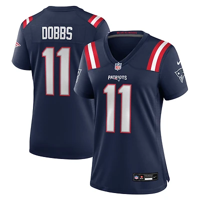 Maillot Nike Joshua Dobbs bleu marine pour femme des New England Patriots
