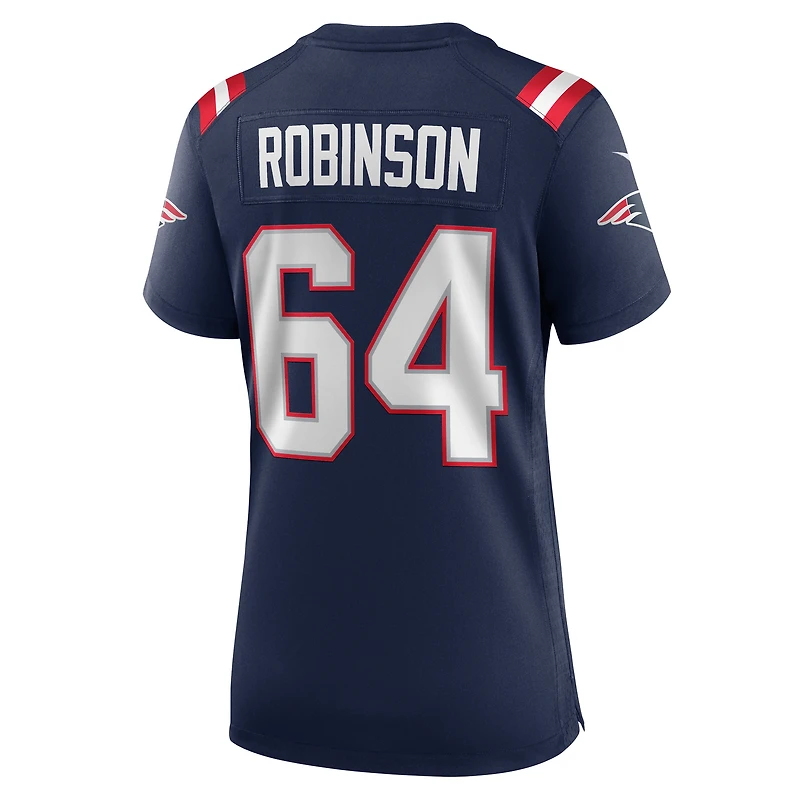 Maillot de match Nike Layden Robinson bleu marine des New England Patriots pour femme