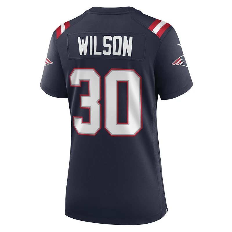 Maillot de match Nike Mack Wilson des New England Patriots pour femme, bleu marine