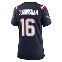 Maillot de match Nike Malik Cunningham bleu marine des New England Patriots pour femme