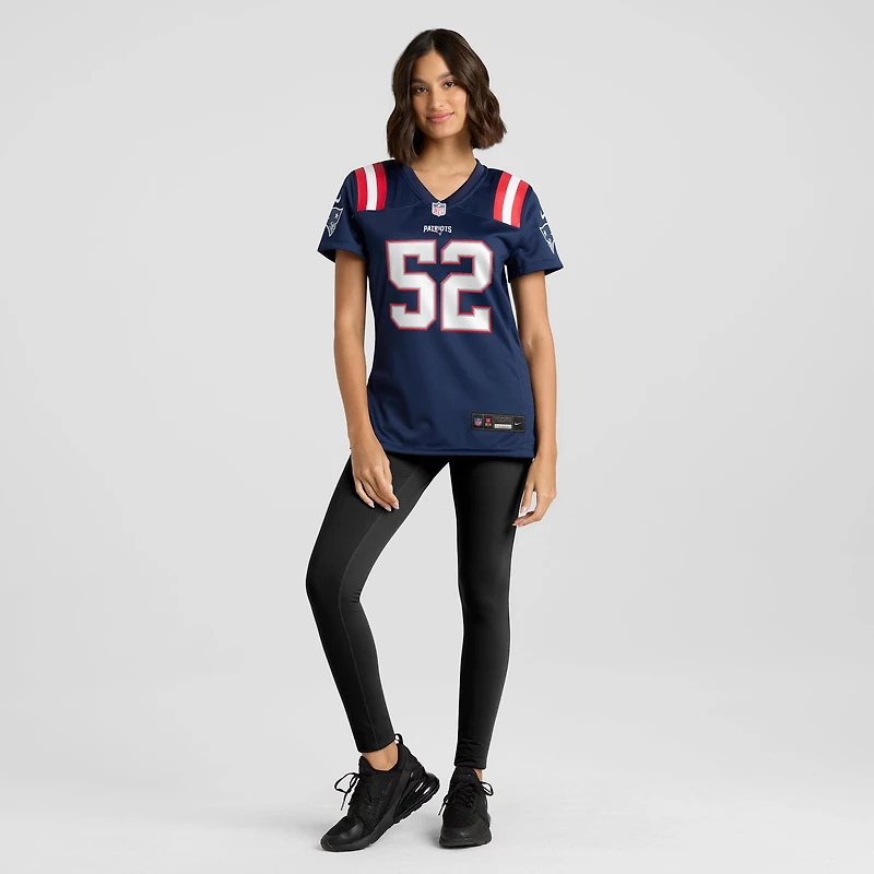 Maillot Nike Marcus Bryant bleu marine pour femme des New England Patriots