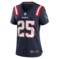 Maillot Nike Marcus Jones bleu marine des New England Patriots pour femme