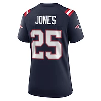 Maillot Nike Marcus Jones bleu marine des New England Patriots pour femme