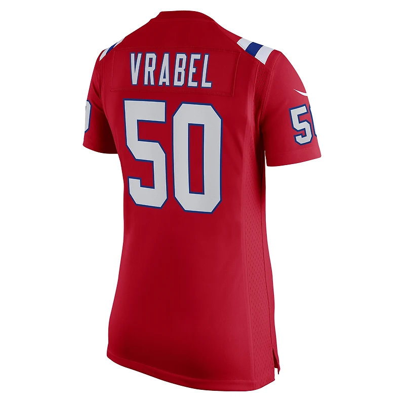 Maillot de match retraité Nike Mike Vrabel des New England Patriots pour femme, rouge