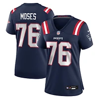Maillot de match Nike Morgan Moses bleu marine des New England Patriots pour femme