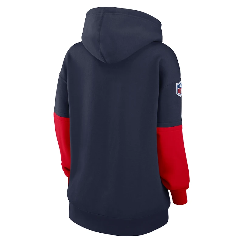Women's Nike Navy New England Patriots 2024 Sideline Essential Fleece Pullover Hoodie