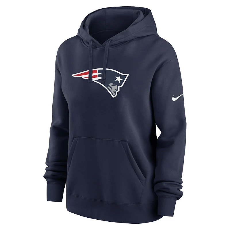 Sweat à capuche en polaire Nike New England Patriots Club pour femme, bleu marine