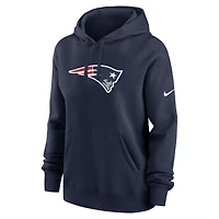 Sweat à capuche en polaire Nike New England Patriots Club pour femme, bleu marine