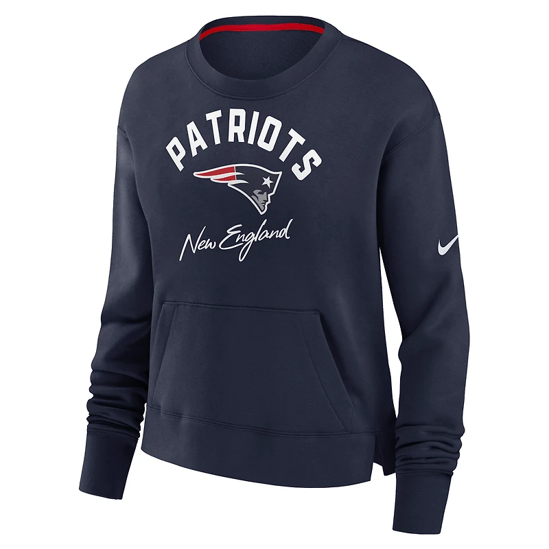 Sweat-shirt polaire montant Nike New England Patriots bleu marine pour femme