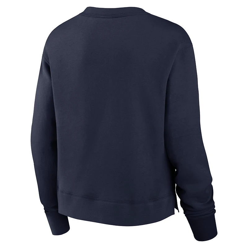 Women's Nike Navy New England Patriots High Hip Fleece Pullover Sweatshirt