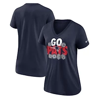 T-shirt à col en V triple mélange pour femme Nike New England Patriots Hometown Collection - Bleu marine