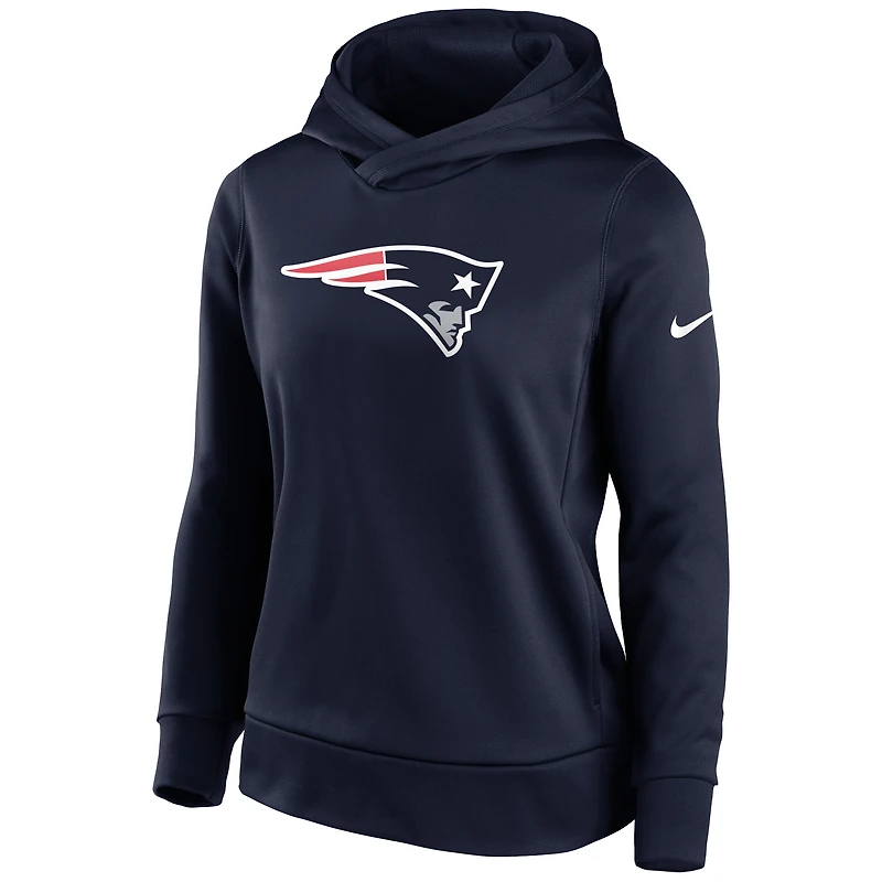 Haut à capuche léger et performant Nike New England Patriots bleu marine pour femme