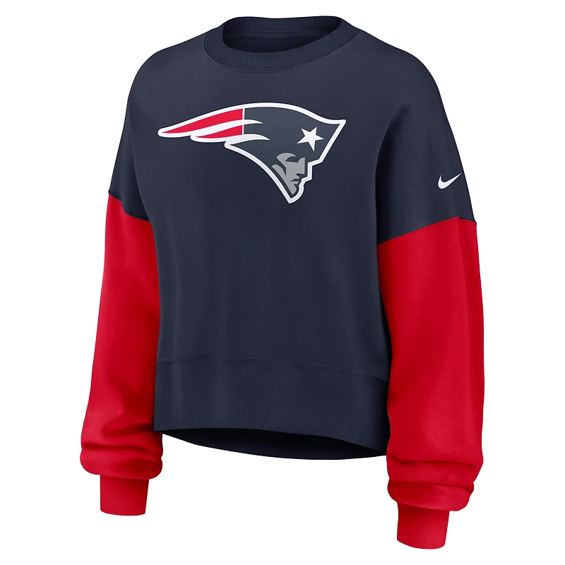 Sweat-shirt oversize à blocs de couleurs Nike bleu marine New England Patriots pour femme
