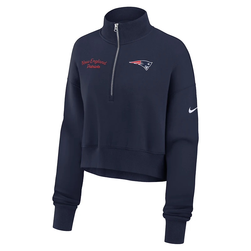 Women's Nike Navy New England Patriots Primetime Phoenix Half-Zip Sweatshirt