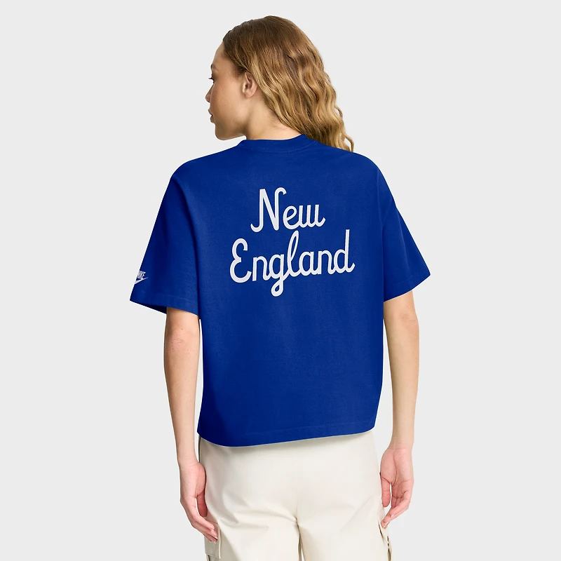 T-shirt Nike bleu marine New England Patriots Rewind pour femme