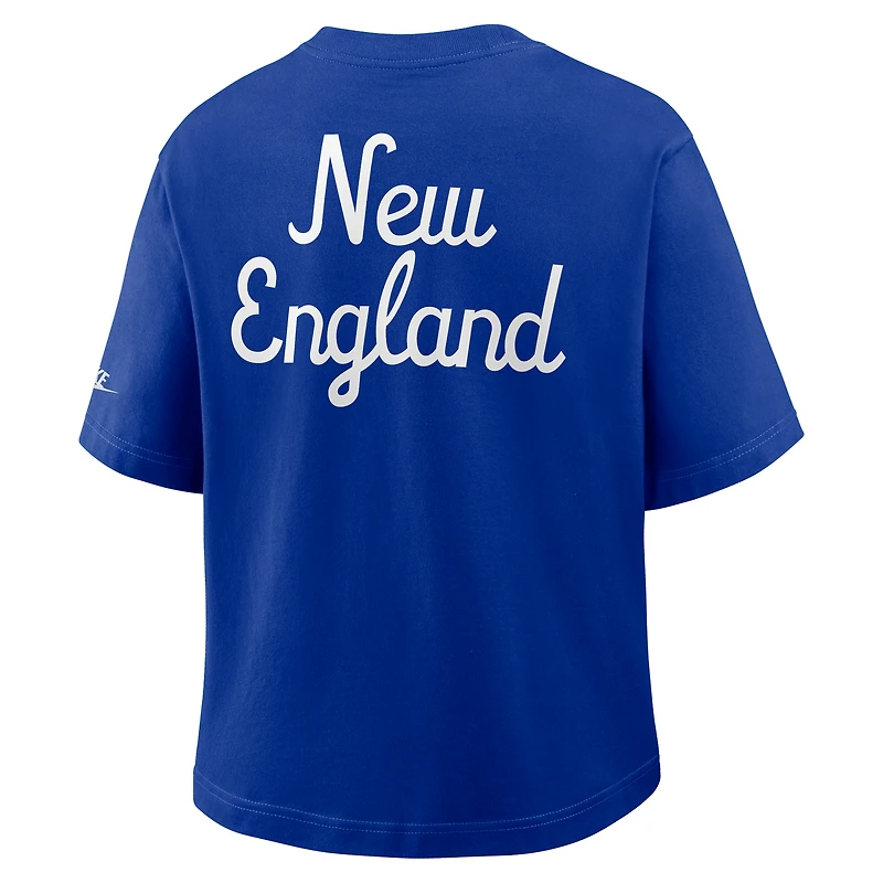 T-shirt Nike bleu marine New England Patriots Rewind pour femme