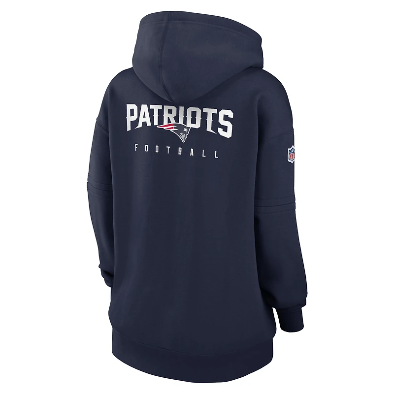 Women's Nike Navy New England Patriots Sideline Club Fleece Pullover Hoodie