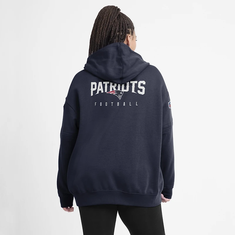 Sweat à capuche en molleton Nike New England Patriots Sideline Club pour femme - Bleu marine