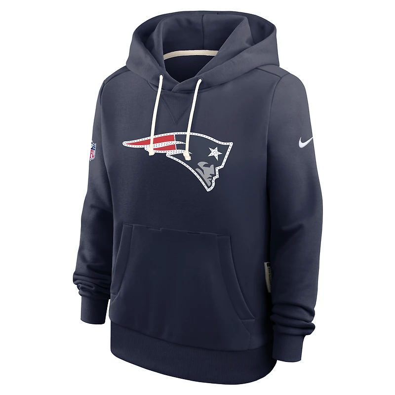 Sweat à capuche Nike Dri-FIT bleu marine pour femme des New England Patriots Sideline Standard Issue Initial Home