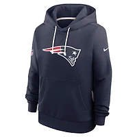 Sweat à capuche Nike Dri-FIT bleu marine pour femme des New England Patriots Sideline Standard Issue Initial Home