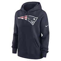 Women's Nike Navy New England Patriots Team Logo Club Fleece Pullover Hoodie