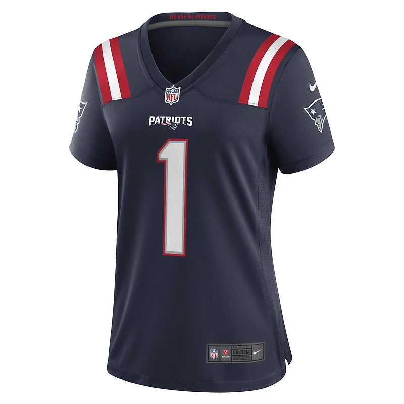 Maillot de match des New England Patriots Nike numéro 1 Mom bleu marine pour femme