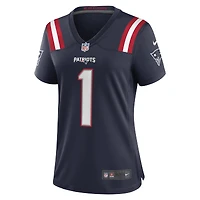 Maillot de match des New England Patriots Nike numéro 1 Mom bleu marine pour femme