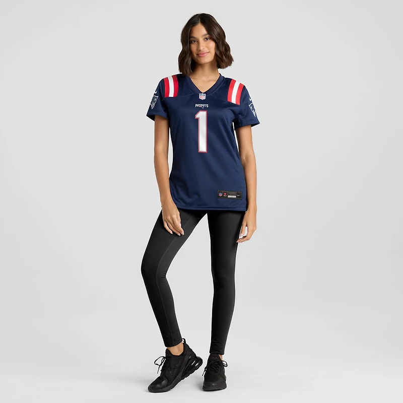 Maillot de match des New England Patriots Nike numéro 1 Mom bleu marine pour femme