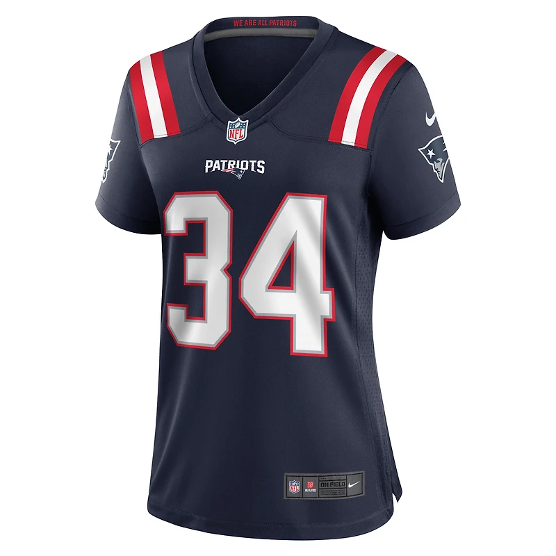 Maillot de match Nike Quandre Mosely bleu marine des New England Patriots pour femme