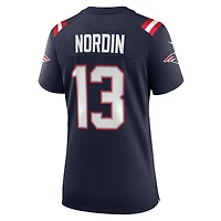 Maillot de match Nike Quinn Nordin bleu marine des New England Patriots pour femme