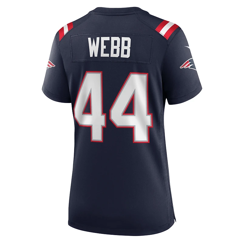 Maillot de match Nike Raleigh Webb bleu marine des New England Patriots pour femme