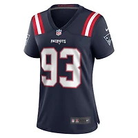 Maillot de match joueur retraité Nike Richard Seymour pour femme des New England Patriots, bleu marine