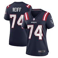 Maillot de match des Patriots la Nouvelle-Angleterre Nike Riley Reiff pour femme, bleu marine