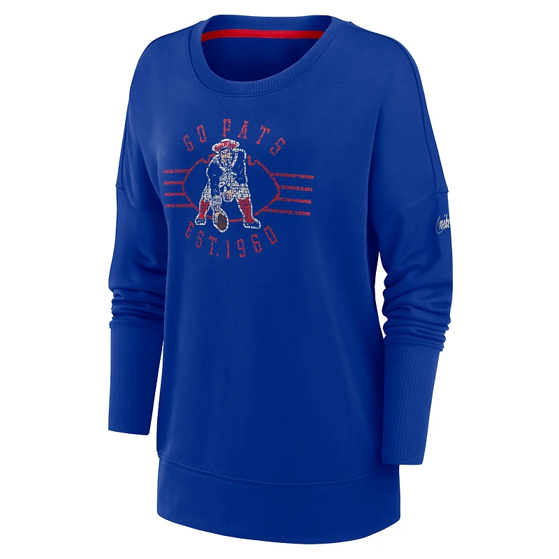 Women's Nike Royal New England Patriots Rewind Playback Icon Performance Pullover Sweatshirt